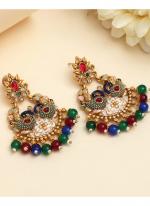   Traditional Wear  Multi Color Rajwadi Matte Gold Earrings